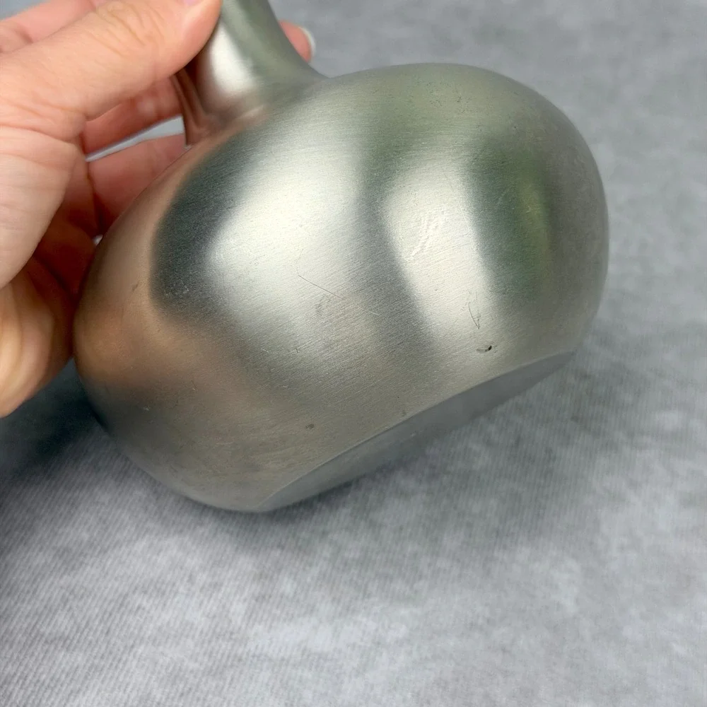 Vintage Wingard San Francisco Abstract Brushed Metal Bud Vase MCM Silver Tone 6